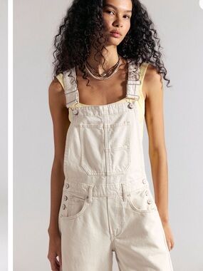 Free People We The Free Good Luck Barrel Overalls NEW WITH TAGS